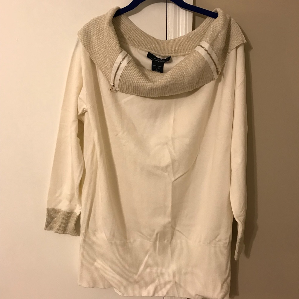Ivory colored off the shoulder sweater